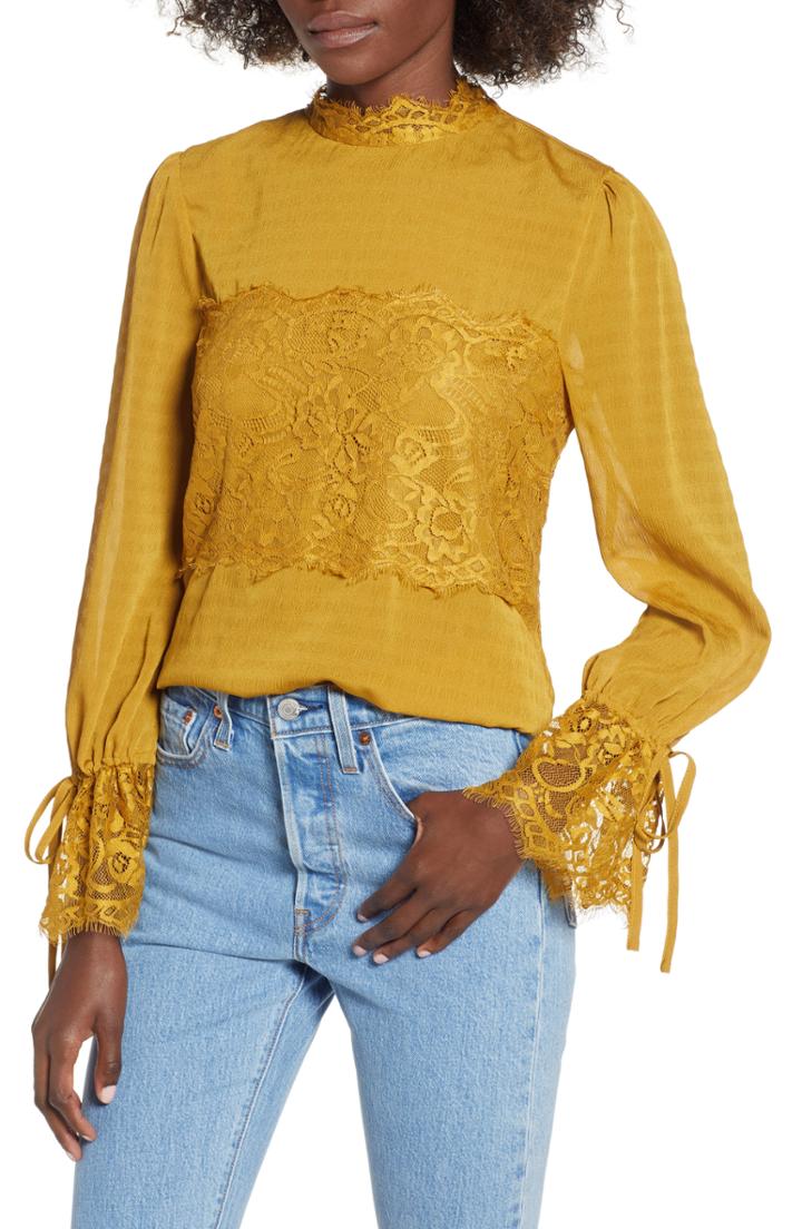 Women's Moon River Lace Panel Blouse