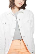 Petite Women's Topshop Oversize Denim Jacket P Us (fits Like 0-2p) - White