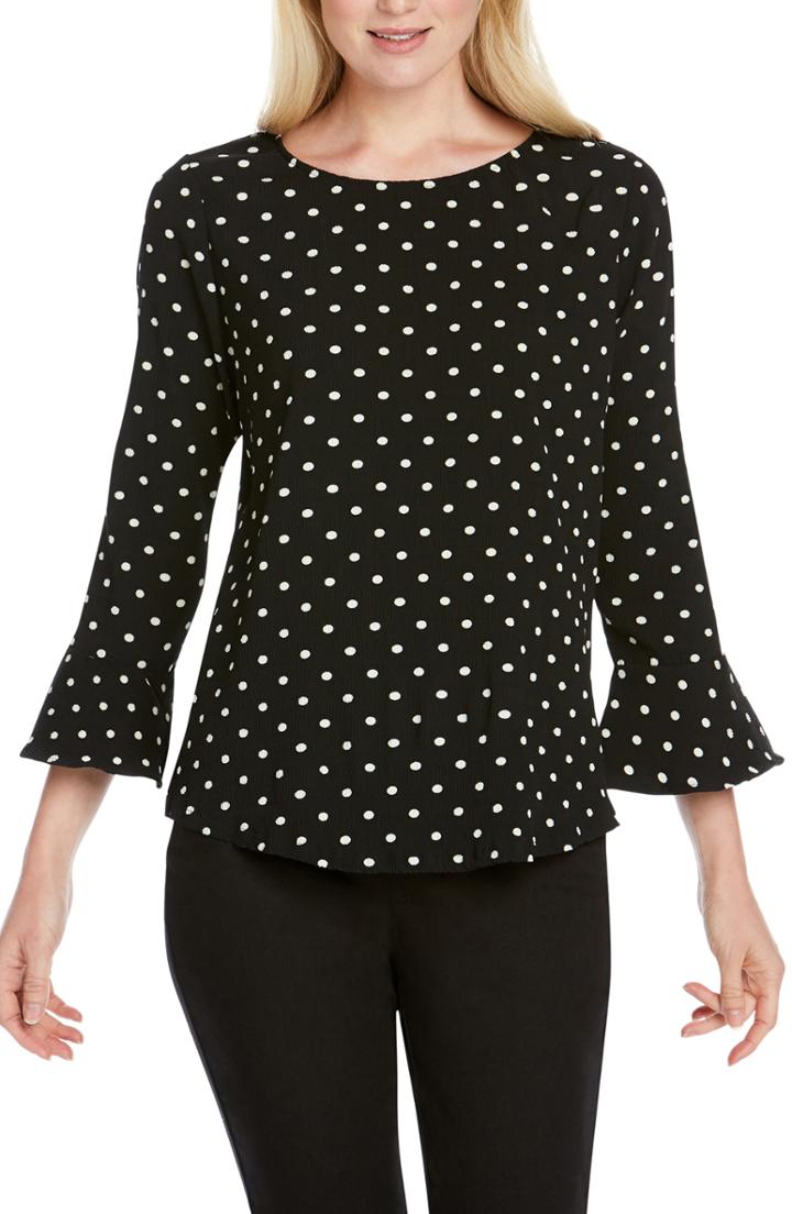 Women's Foxcroft Korin Dot Plisse Top - Black