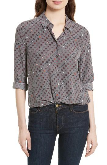 Women's Equipment Essential Print Silk Shirt - Grey