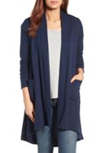 Women's Bobeau High/low Fleece Knit Cardigan - Blue