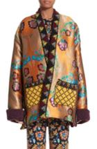Women's Etro Reversible Knit & Jacquard Wool Blend Jacket Us / 48 It - Burgundy