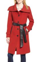 Women's Mackage Flat Wool Knit Collar Coat, Size - Red
