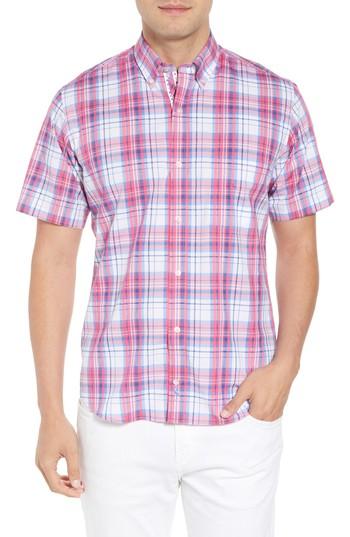 Men's Tailorbyrd Alesso Regular Fit Plaid Sport Shirt - Coral