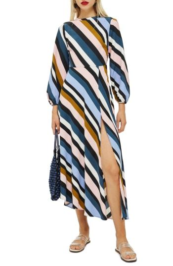 Women's Topshop Open Back Midi Dress Us (fits Like 0) - Blue