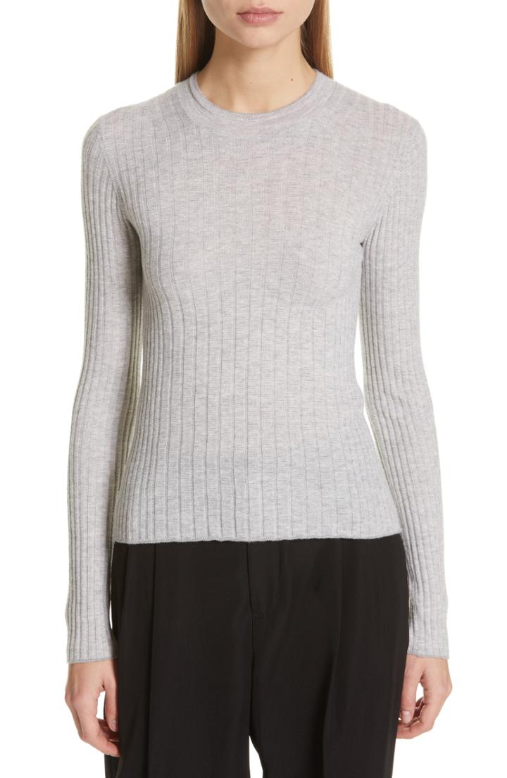 Women's Vince Mixed Rib Stitch Sweater, Size - Grey