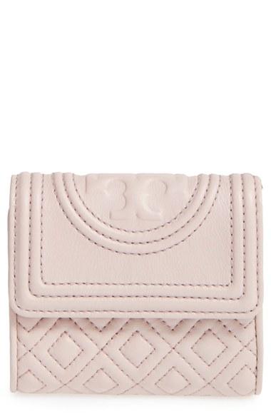 Women's Tory Burch 'mini Fleming' Quilted Lambskin Leather Wallet -