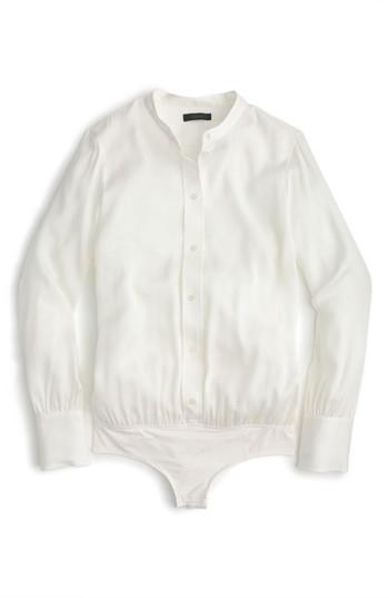 Women's J.crew Ashton Stretch Silk Bodysuit - Ivory