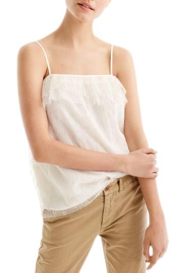 Women's J.crew Pleated Lace Camisole, Size - Ivory