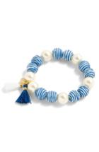 Women's J.crew Striped Bead Pearly Stretch Bracelet