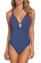 Women's Lucky Brand Suede With Me One-piece Swimsuit - Blue