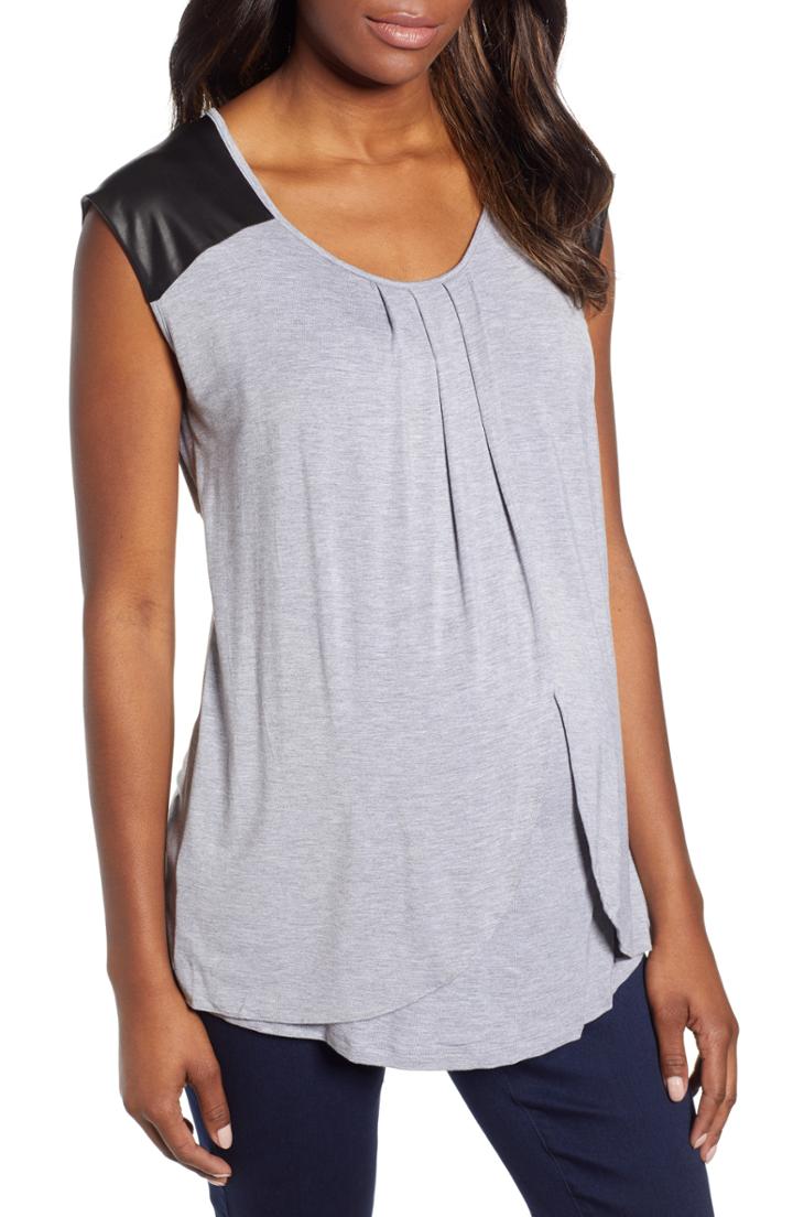 Women's Angel Maternity Petal Maternity/nursing Top - Grey