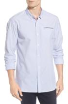 Men's Scotch & Soda Woven Stripe Shirt, Size - White