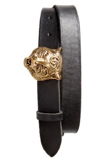 Men's Gucci Tiger Buckle Belt 5 Eu - Black