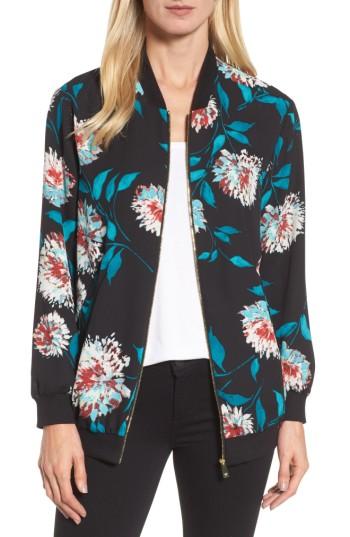 Women's Chaus Kyoto Blossoms Bomber Jacket - Black