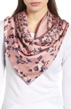 Women's Kate Spade New York Prairie Rose Patchwork Silk Square Scarf, Size - Coral