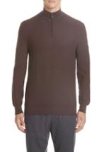 Men's Ermenegildo Zegna Quarter Zip Cotton & Silk Pullover Us / 52 Eu - Red