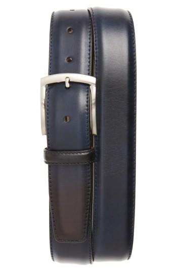 Men's Magnanni Tanning Leather Belt - Navy
