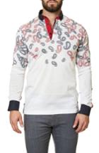 Men's Maceoo Paisley Long Sleeve Polo (s) - White