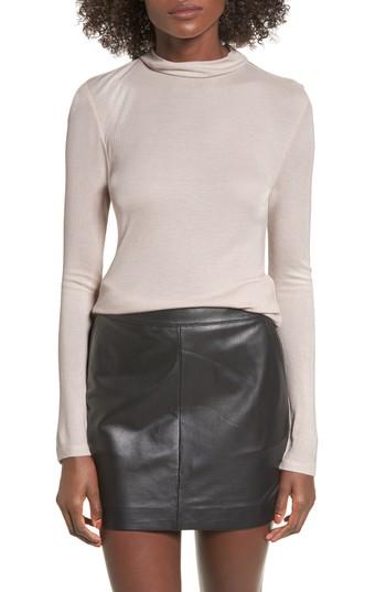 Women's Leith Sheer Mock Neck Tee, Size - Grey