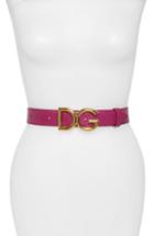 Women's Dolce & Gabbana Family Lux Metal Logo Buckle Leather Belt
