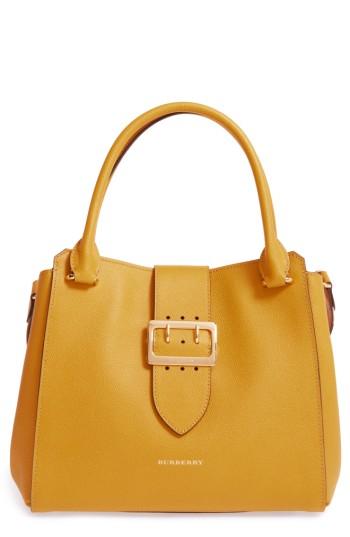 Burberry Medium Calfskin Leather Tote - Yellow