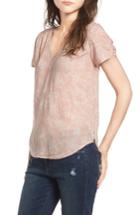Women's Hinge Print V-neck Blouse, Size - Pink