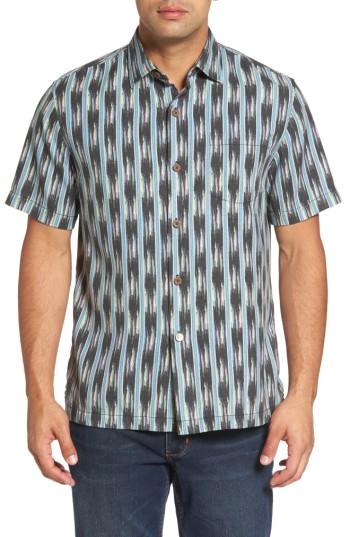 Men's Tommy Bahama Ikat On A Hot Tin Roof Standard Fit Silk Blend Camp Shirt - Black