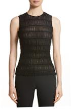Women's Akris Punto Smocked Ruffle Tulle Front Top - Black