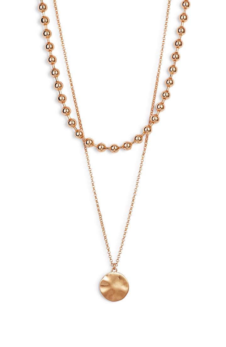 Women's Something Navy 2-in-1 Ball Chain Disc Necklace (nordstrom Exclusive)