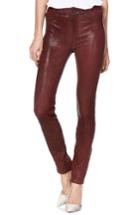 Women's Paige Hoxton High Waist Ultra Skinny Leather Pants - Burgundy