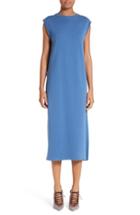 Women's Adam Lippes Pleated Back Merino & Chiffon Dress - Blue