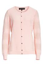 Women's St. John Collection Engineered Degrade Mesh Birdseye Knit Cardigan - Pink