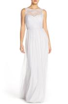 Women's Amsale 'chandra' Illusion Yoke Lace & Tulle Gown