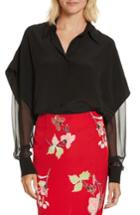 Women's Diane Von Furstenberg Button-down Silk Shirt, Size - Black