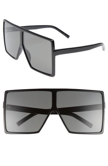 Women's Saint Laurent 68mm Oversize Square Sunglasses - Black