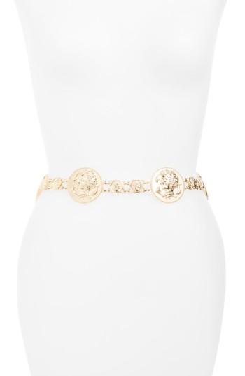 Women's Amici Accessories Coin Medallion Chain Belt, Size - Gold
