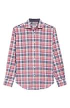 Men's Thomas Dean Regular Fit Plaid Sport Shirt, Size - Red