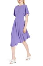 Women's Lewit Asymmetrical Slit Sleeve Crepe Dress - Purple