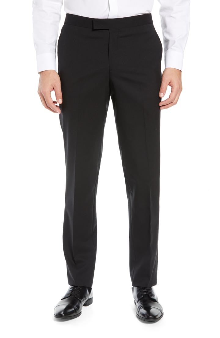 Men's Nordstrom Men's Shop Trim Fit Stretch Wool Tuxedo Trousers X - Black