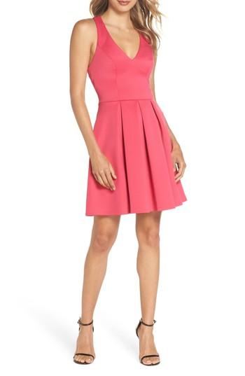 Women's Sequin Hearts Lace Back Scuba Dress - Pink