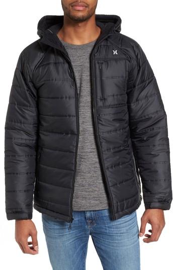 Men's Hurley Protect Max Water-repellent Quilted Jacket - Black