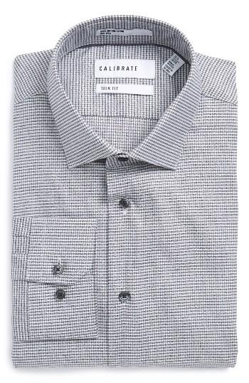 Men's Calibrate Trim Fit Non-iron Stretch Micro Check Dress Shirt