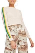Women's Topshop Rainbow Sleeve Knit Top Us (fits Like 0) - Ivory
