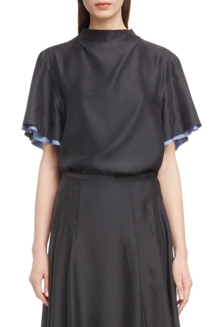 Women's Toga Bicolor Sleeve Top Us / 38 Fr - Black