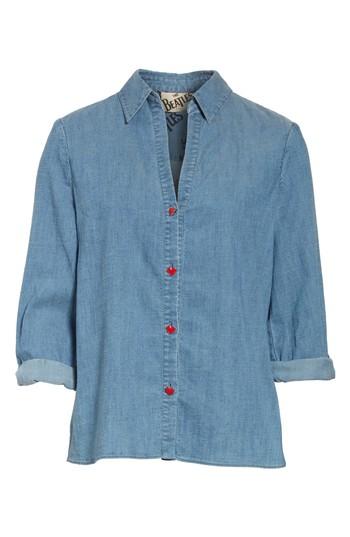 Women's Alice + Olivia Eloise Applique Roll-cuff Shirt - Blue