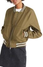 Women's Madewell Varsity Bomber Jacket, Size - Green