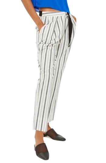 Petite Women's Topshop Stripe Peg Leg Trousers P Us (fits Like 6-8p) - Ivory