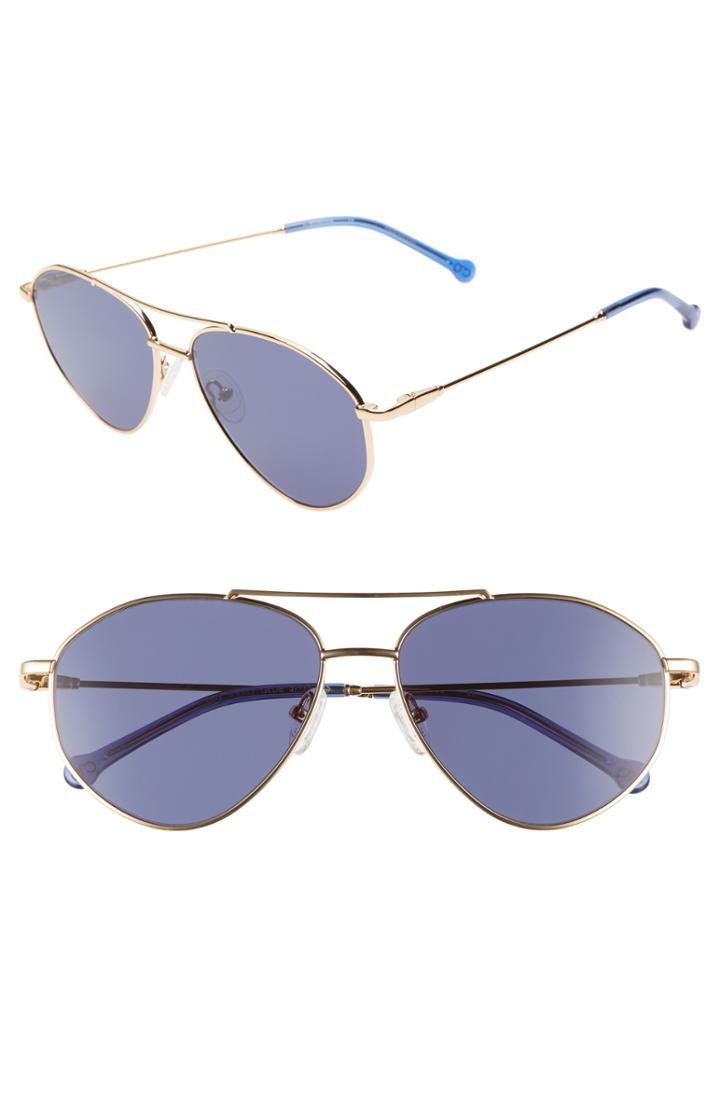 Women's Colors In Optics Breezy 57mm Aviator Sunglasses - Gold/ Blue