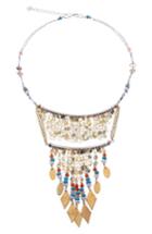 Women's Nakamol Design Double Layer Beaded Fringe Bib Necklace